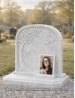 Мраморный памятник для девочки с деревом, птицами и фотостеклом