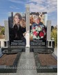Двойной памятник из черного и серого гранита с фотостеклом