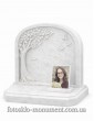 Мраморный памятник для девочки с деревом, птицами и фотостеклом