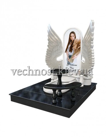Памятник Крылья Ангела, для девушки с фотостеклом
