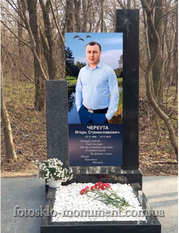 Пам'ятник для сина з граніту та скла 