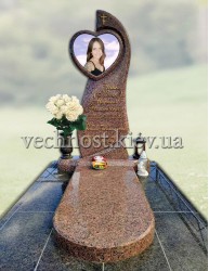 Пам'ятник дівчині фото в склі в формі серця Пам'ятник дівчині фото в склі в формі серця