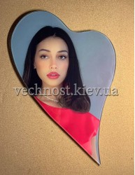 Фото под стеклом на памятник, в форме сердца №343